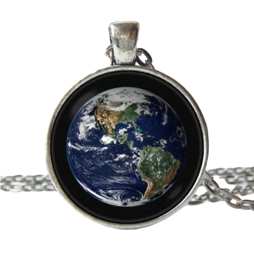 Round Earth Pendant Silver Necklace